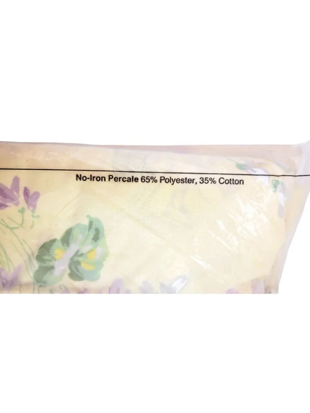 Vintage JC Penney Twin Flat Sheet Sibyl Lavender Beige Floral Lace No-Iron 66x96